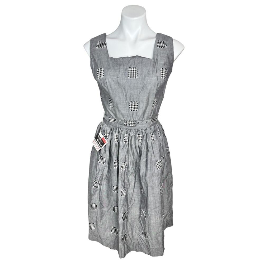 Vintage 1960s Dan River Wrinkl-Shed Dri-Don Gingham Patch Dress NWT